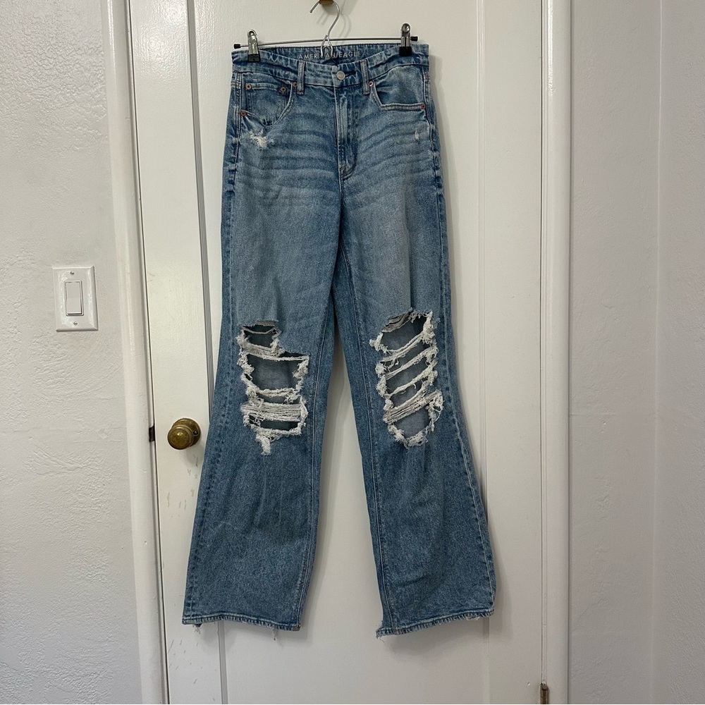 American Eagle Curvy Super High-Rise Baggy Straight Jeans | Size 6 Long
